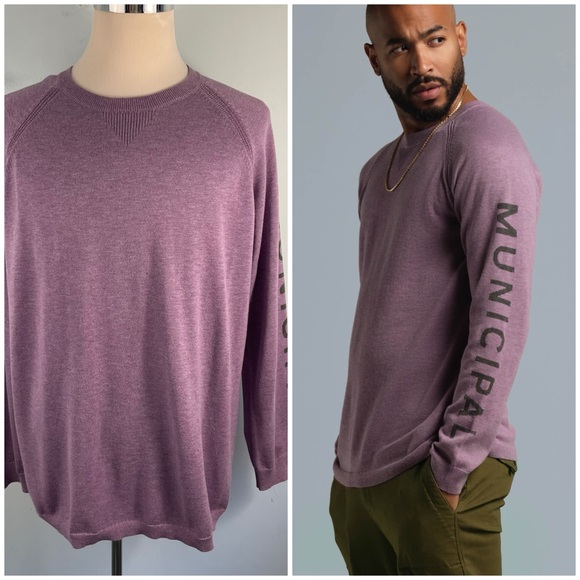 Municipal Other - Municipal Men's XL Merino Wool Blend Crew Neck Sweater Orchid Purple